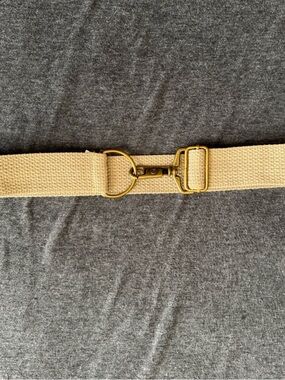 Canvas Utility Belt with Antique Brass Hardware - Beige